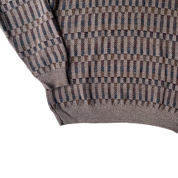 Vintage Eclectic Grandpa Sweater Men Brown Stripes Academia 80s Indie Grunge-XL - Picture 3 of 11